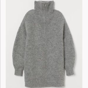 H&M Oversized, alpaca/wool half zip sweater, gray, size small